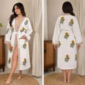 floral bathrobe